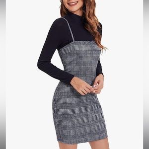 Gray Plaid Bodycon Mini Dress